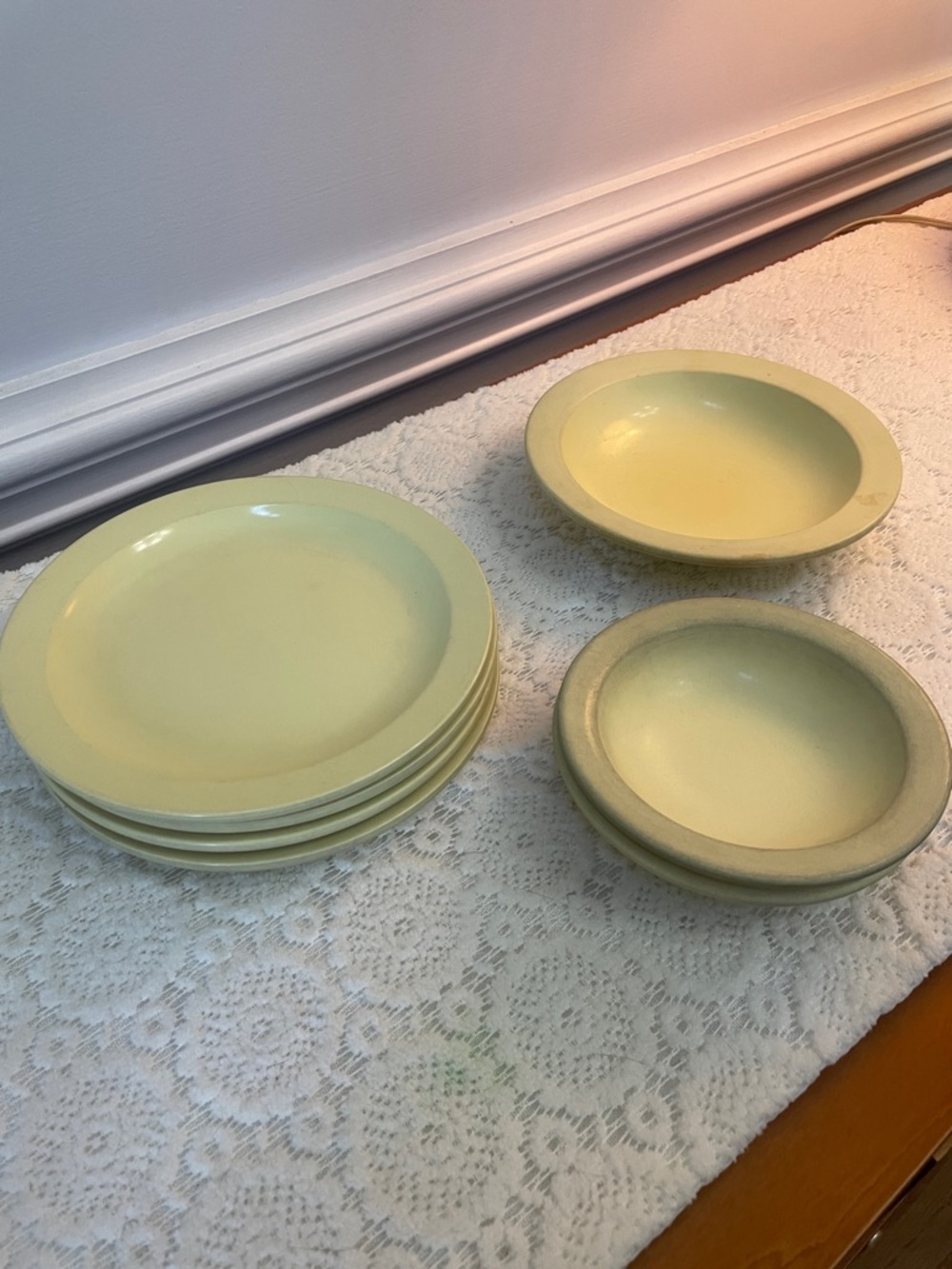 Yellow vintage mid century Boonton dishes   Made in USA